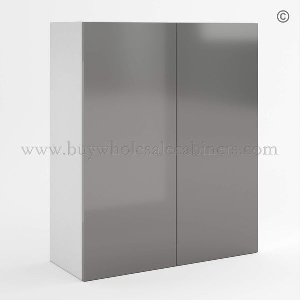 Frameless Gloss Gray 36″H Double Door Wall Cabinet
