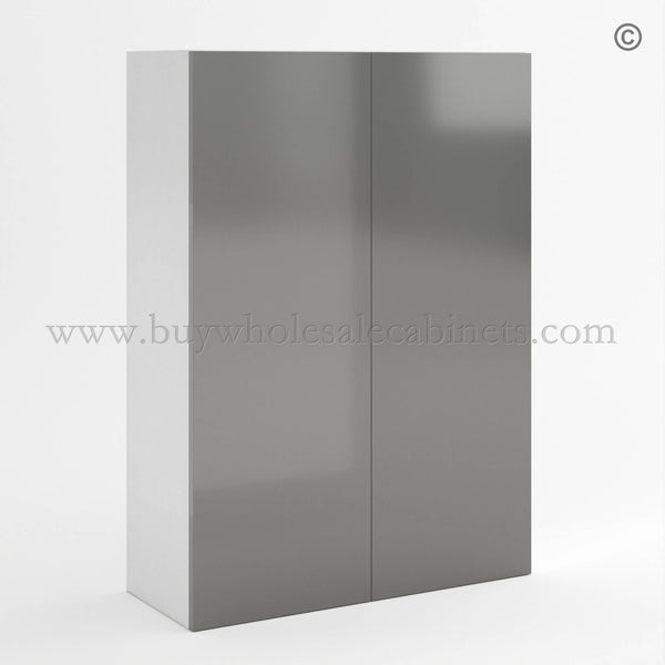 Frameless Gloss Gray 42″H Double Door Wall Cabinet