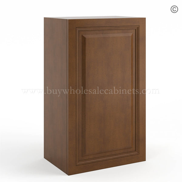 Frameless Classic Chestnut 30″ Tall Deep Wall Cabinet – 1 Door 2 Shelves