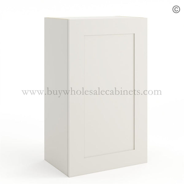 Frameless Pearl White 30″ Tall Deep Wall Cabinet – 1 Door 2 Shelves