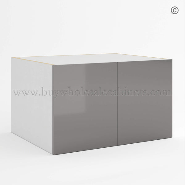Frameless Gloss Gray 24″D Refrigerator Wall Cabinet with Double Door 18″H