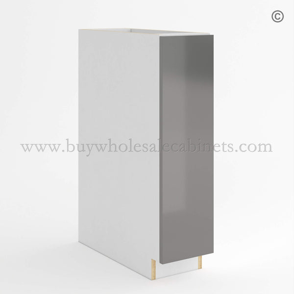 Frameless Gloss Gray Full Height Single Door Base Cabinet