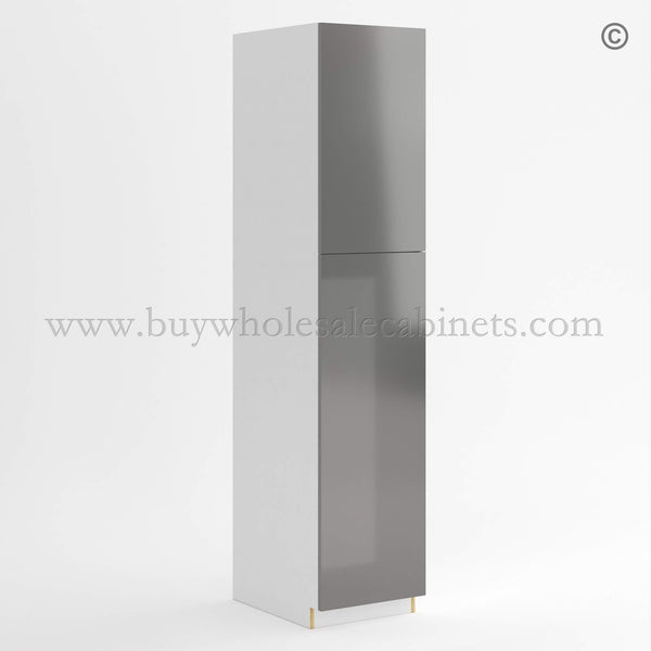 Frameless Gloss Gray Tall Pantry Cabinet with 2 Doors
