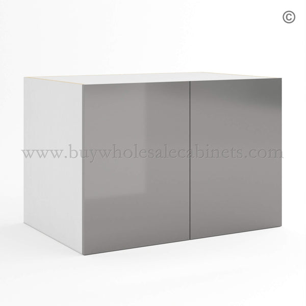 Frameless Gloss Gray 24″D Refrigerator Wall Cabinet with Double Door 24″H