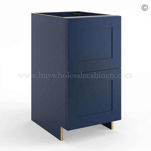 Frameless Oxford Blue Base Cabinet – 2 Drawer