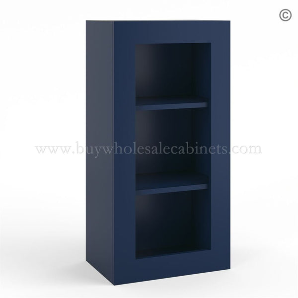 Frameless Oxford Blue Wall Mullion Door – 1 Door 2 Shelves – Glass And Clips Not Included.