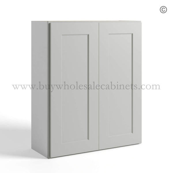 Dorian Gray Shaker Double Door Wall Cabinets- 42″H, 12″D