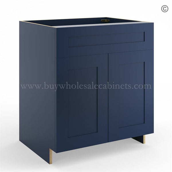 Frameless Oxford Blue Sink Base Cabinet – 2 Doors & 1 False Drawer