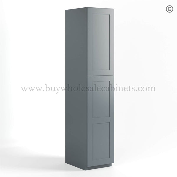Gray Shaker 18″ W Two Single Door Utility Pantry Cabinet