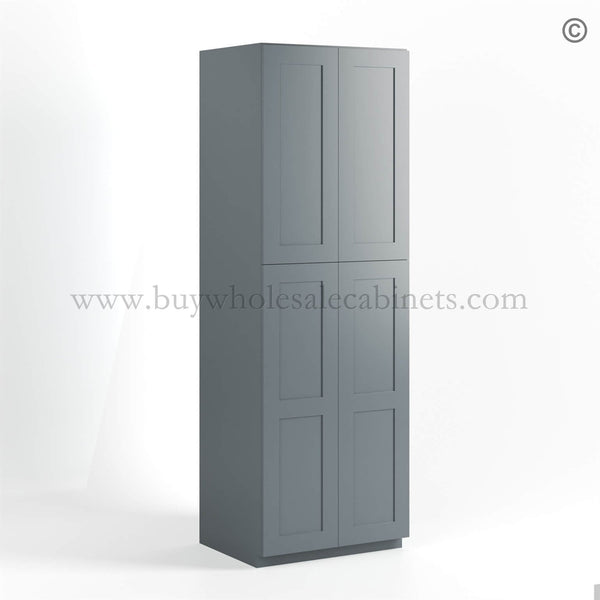 Gray Shaker 30″ W Two Double Door Utility Pantry Cabinet
