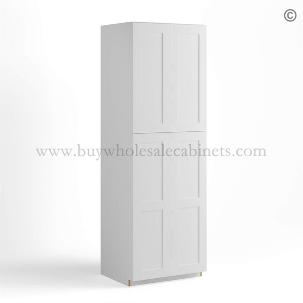 White Shaker 24″ W Two Double Door Utility Pantry Cabinet