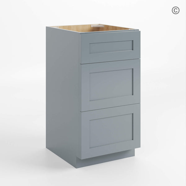 Gray Shaker Vanity Three Drawer Base Cabinet