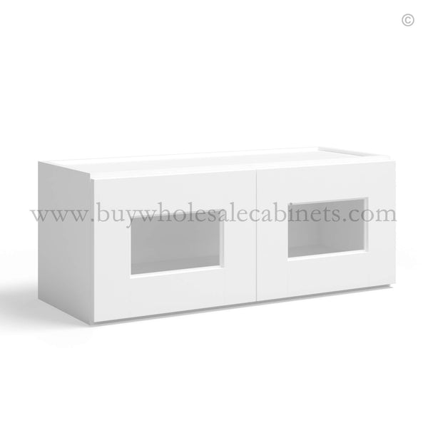 White Shaker 18″ H Double Door Wall Cabinet with Glass Doors