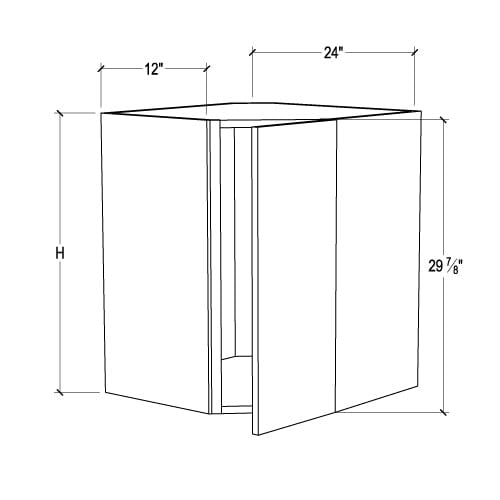 Frameless Oxford Blue 24″ Wide Wall Diagonal Door – 1 Door 2 Shelves