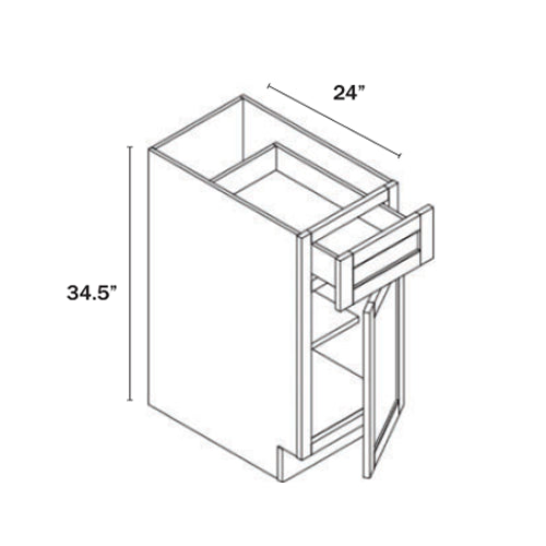 Charcoal Black Shaker Base Cabinet Single Door Single Drawer