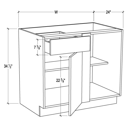 Frameless Oxford Blue Base Blind Cabinet