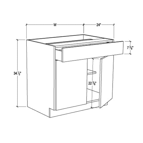 Frameless Pearl White Base Cabinet – 1 Drawer, 2 Doors, 1 Shelf