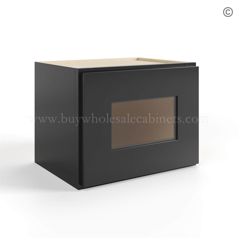 Black Shaker 12″ H Single Door Wall Cabinet with Glass Door