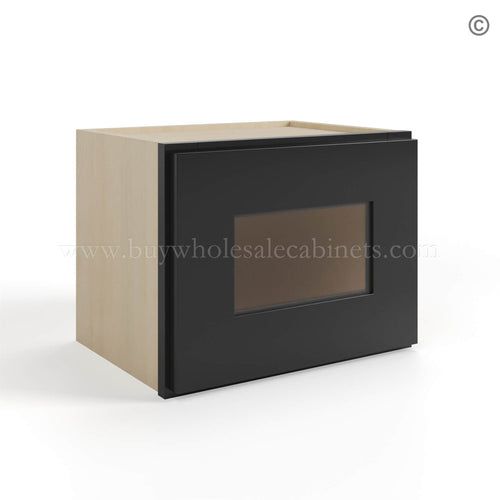 Black Shaker 12″ H Single Door Wall Cabinet with Glass Door