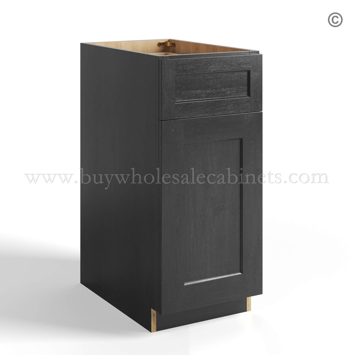 Charcoal Black Shaker Base Cabinet Single Door Single Drawer