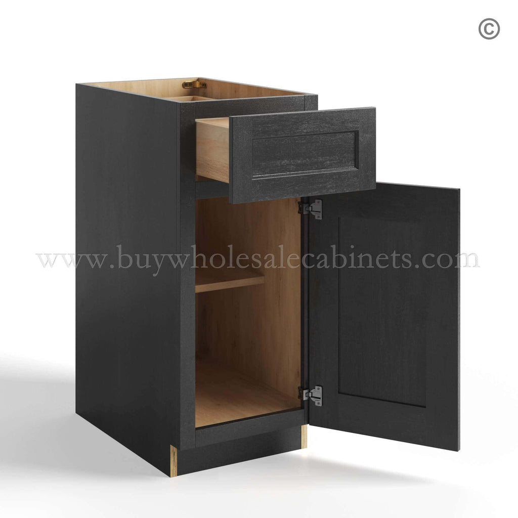 Charcoal Black Shaker Base Cabinet Single Door Single Drawer