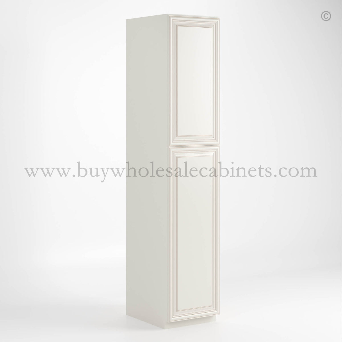Charleston White Raised Panel 18″ W Two Single Door Utility Pantry Cabinet