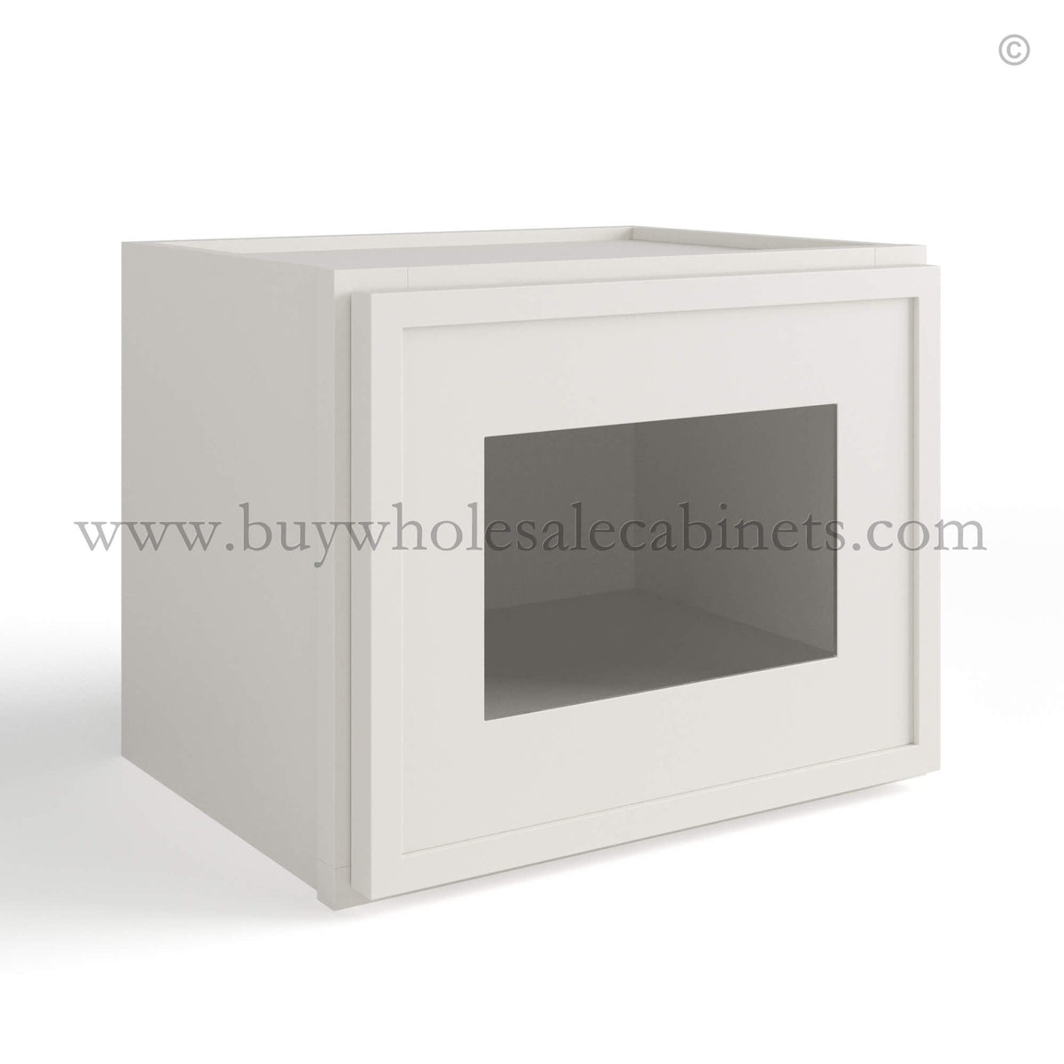 Dove White Slim Shaker 12″W Single Door Wall Cabinet with Wall Glass Door