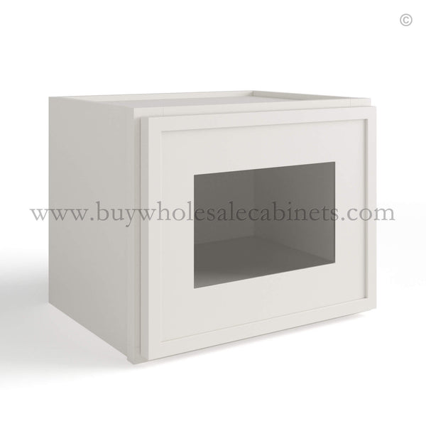 Dove White Slim Shaker 12″W Single Door Wall Cabinet with Wall Glass Door