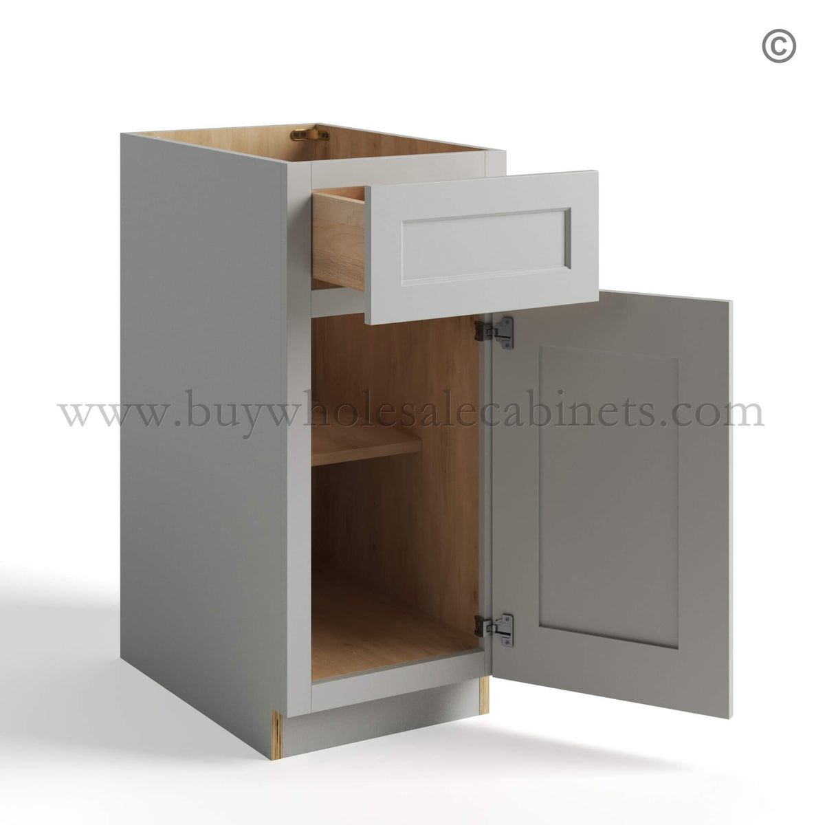 Dorian Gray Shaker Base Cabinet Single Door Single Drawer