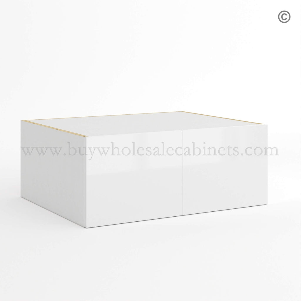 Frameless Gloss White 24″D Refrigerator Wall Cabinet with Double Door 12″H