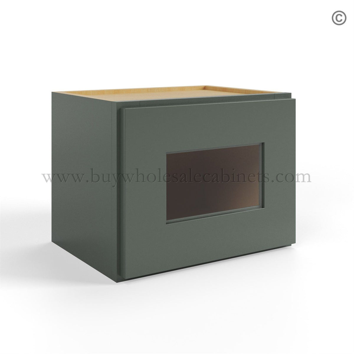 Green Shaker 12″ H Single Door Wall Cabinet with Glass Door
