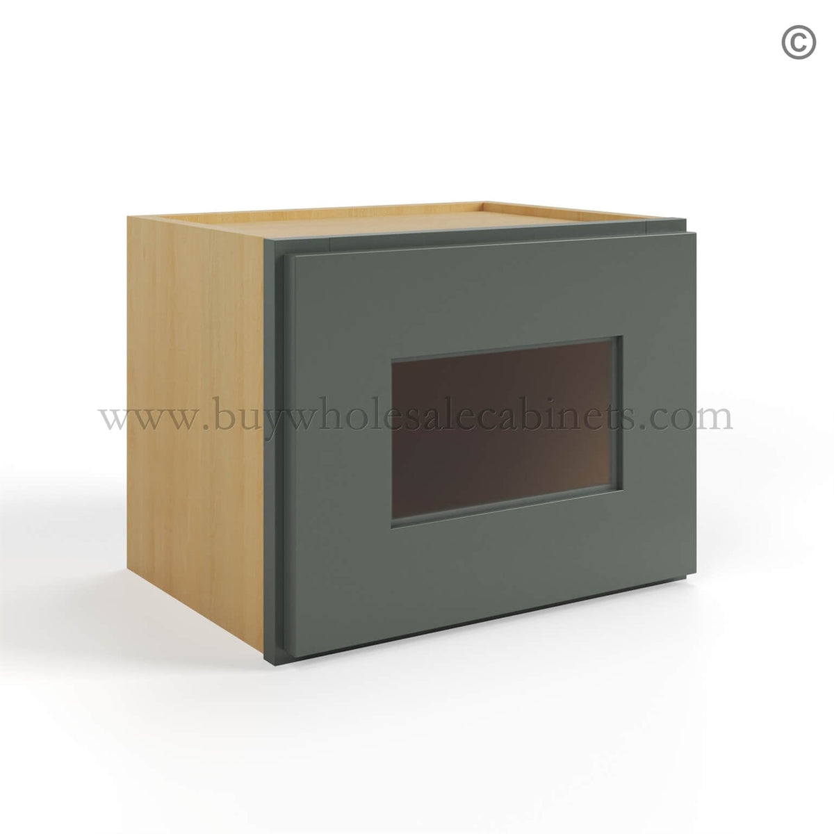 Green Shaker 12″ H Single Door Wall Cabinet with Glass Door