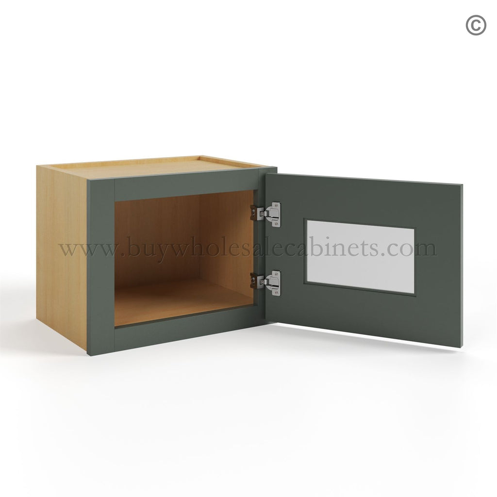 Green Shaker 12″ H Single Door Wall Cabinet with Glass Door