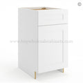 Frameless Modern White Shaker Base Cabinet – 1 Drawer, 1 Door, 1 Shelf