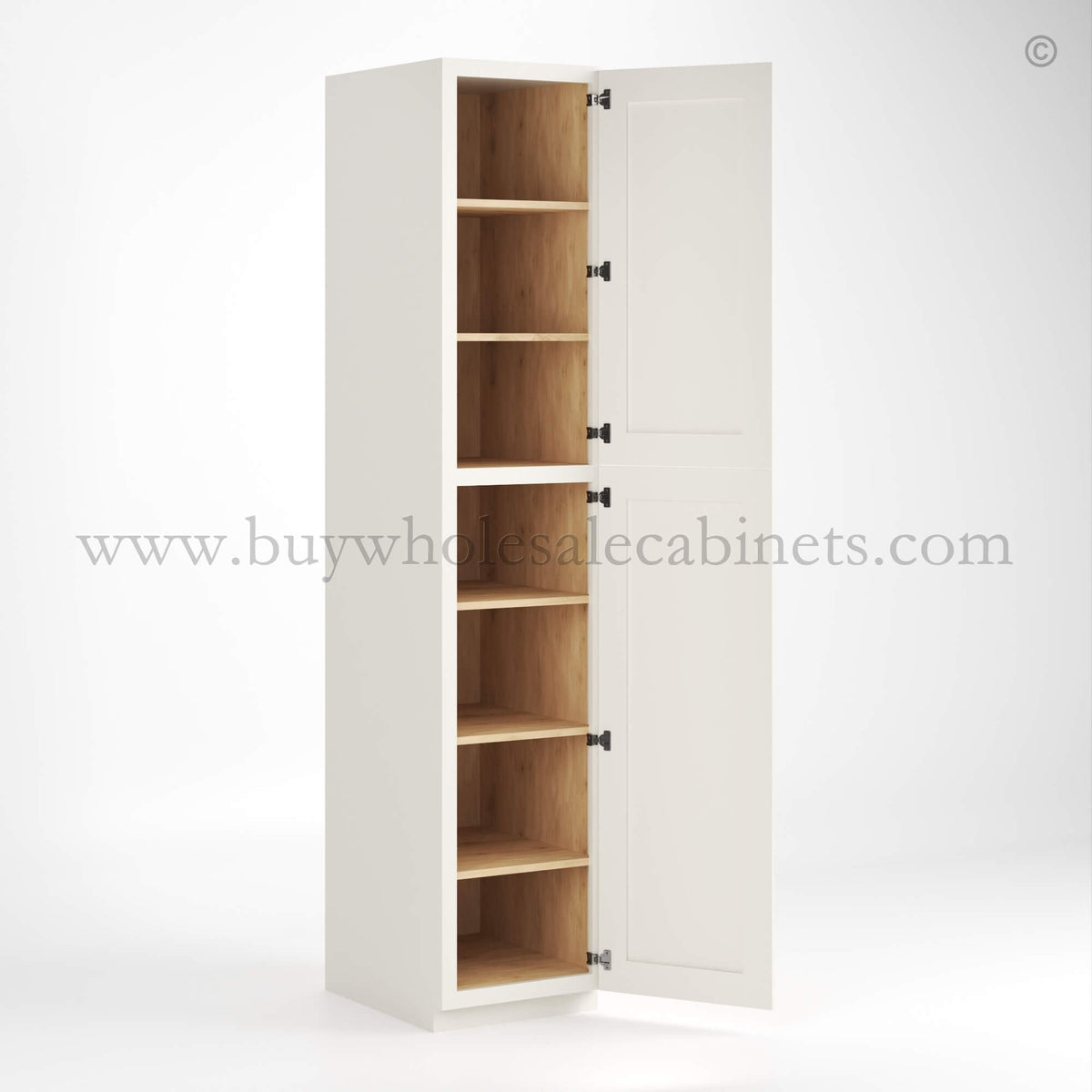 Charleston White Raised Panel 18″ W Two Single Door Utility Pantry Cabinet