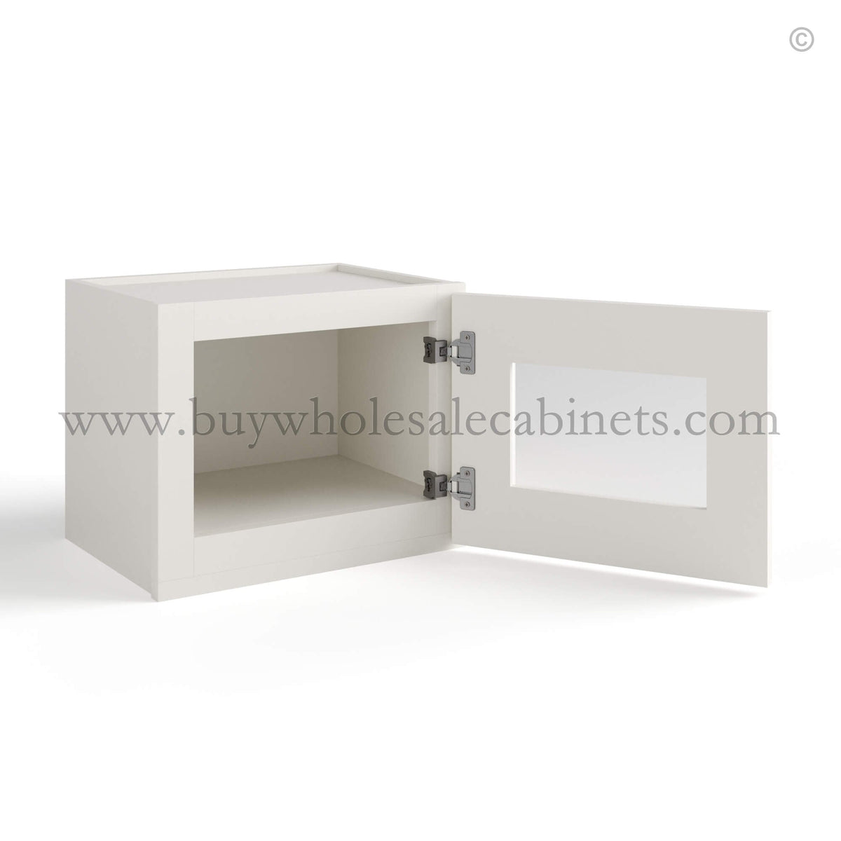 Dove White Slim Shaker 18″W Single Door Wall Cabinet with Glass Door