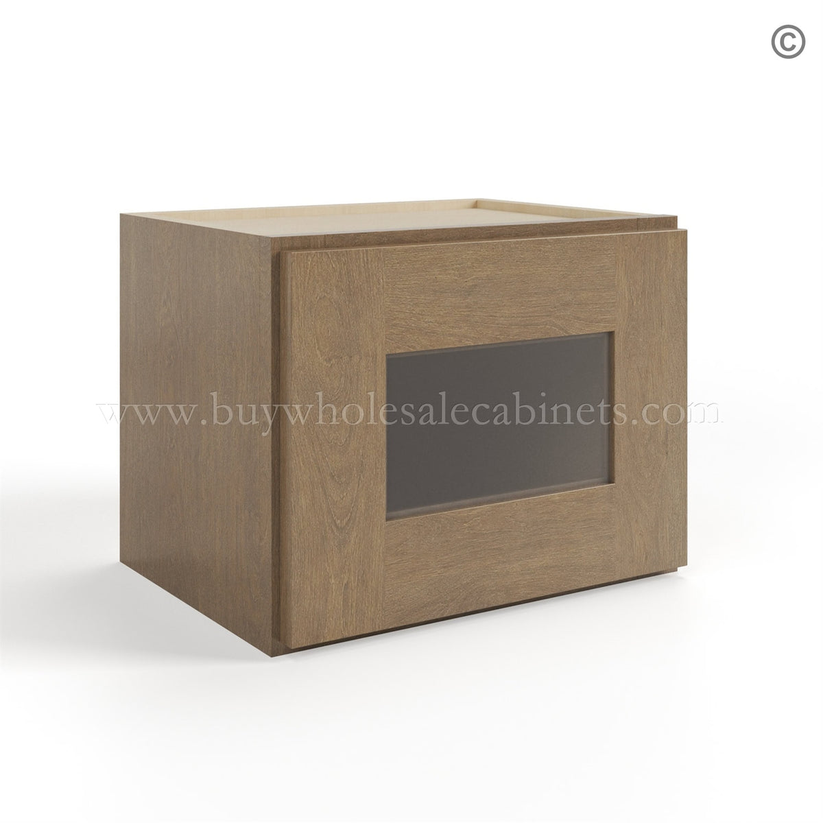 Rustic Wood Shaker 12″ H Single Door Wall Cabinet with Glass Door