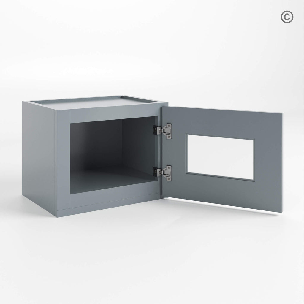 Gray Shaker 12″ H Single Door Wall Cabinet with Glass Door