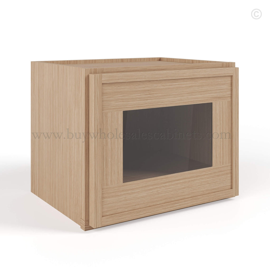 Slim Oak Shaker 12″W Single Door Wall Cabinet with Wall Glass Door