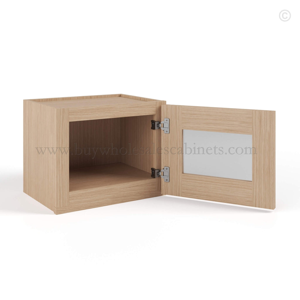 Slim Oak Shaker 12″W Single Door Wall Cabinet with Wall Glass Door