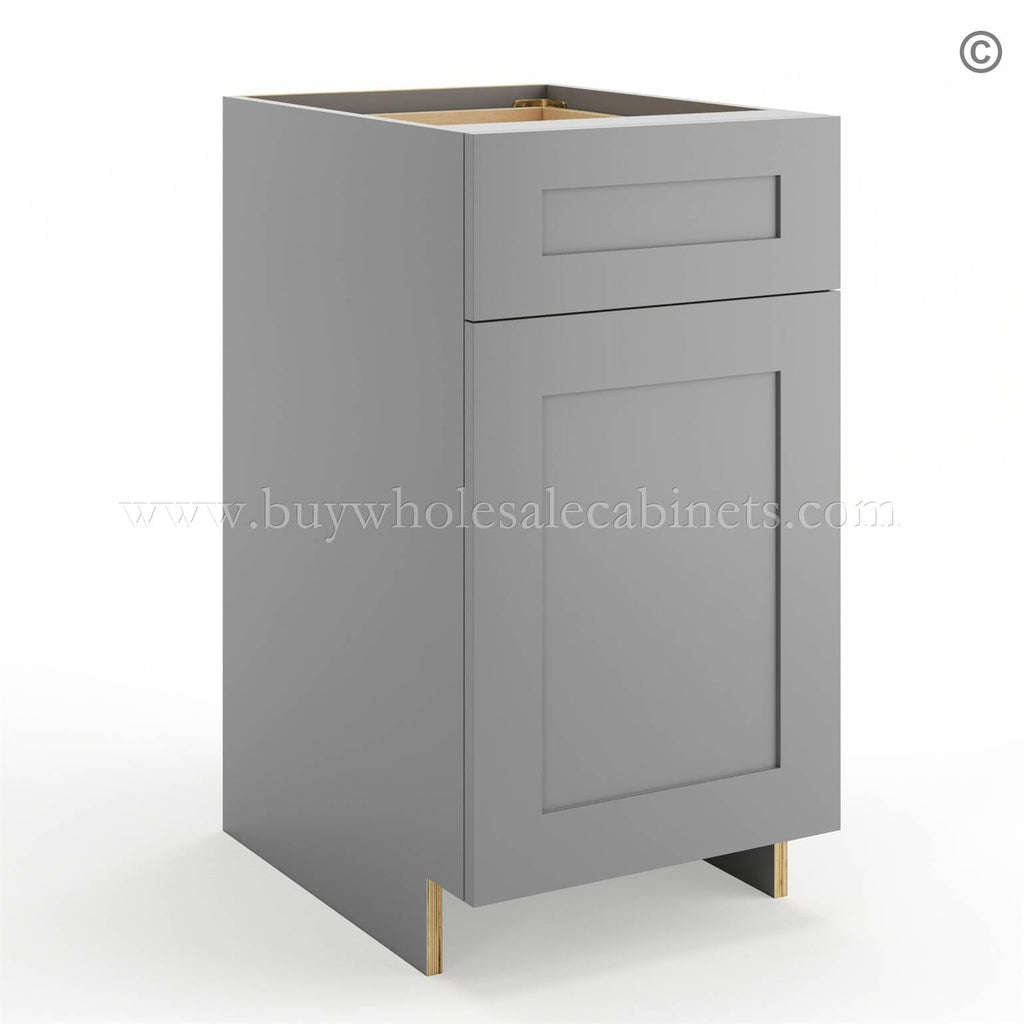 Frameless Graphite Gray Base Cabinet – 1 Drawer, 1 Door, 1 Shelf