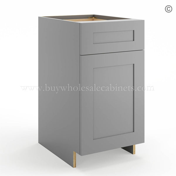 Frameless Graphite Gray Base Cabinet – 1 Drawer, 1 Door, 1 Shelf