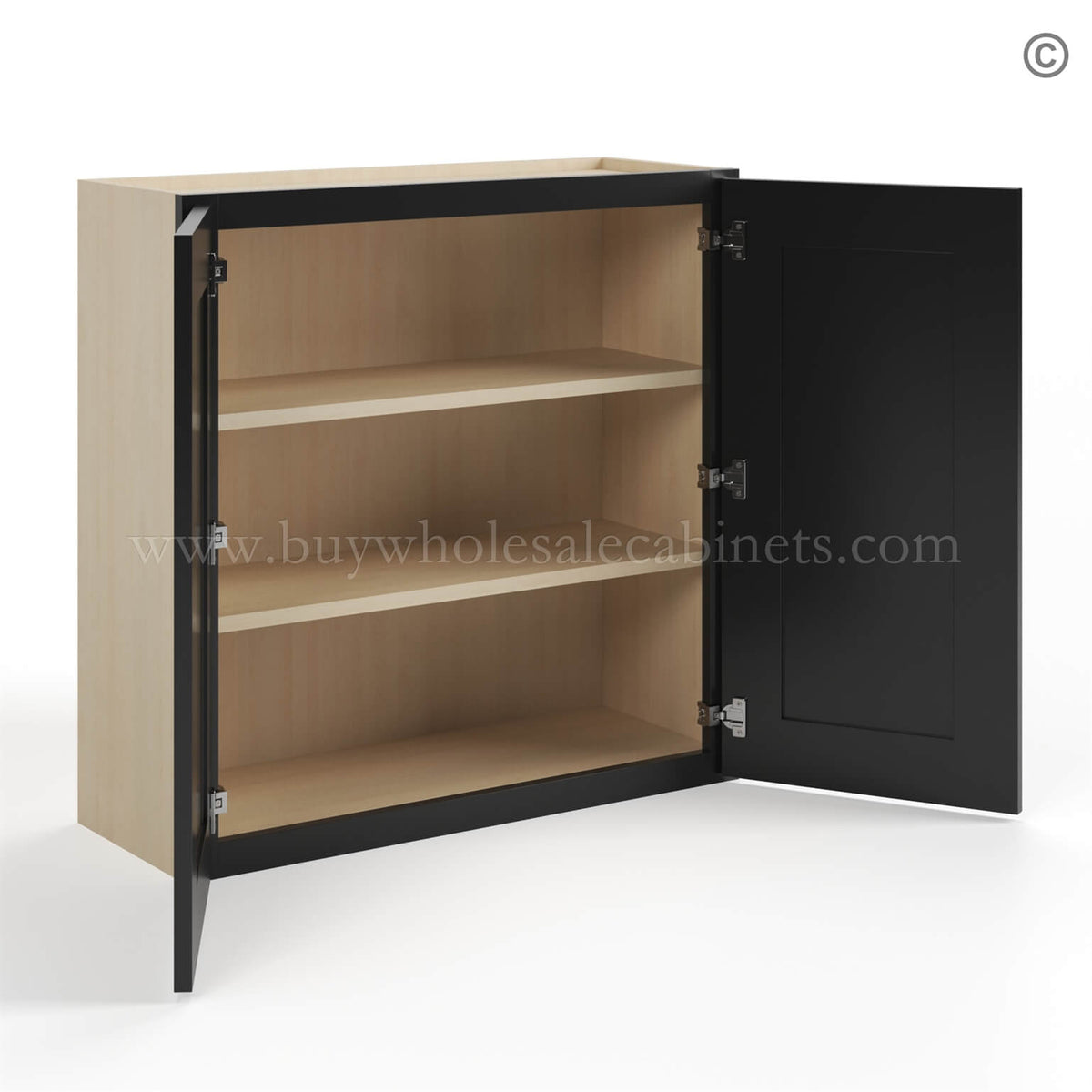 Black Shaker 30″ H Double Door Wall Cabinet