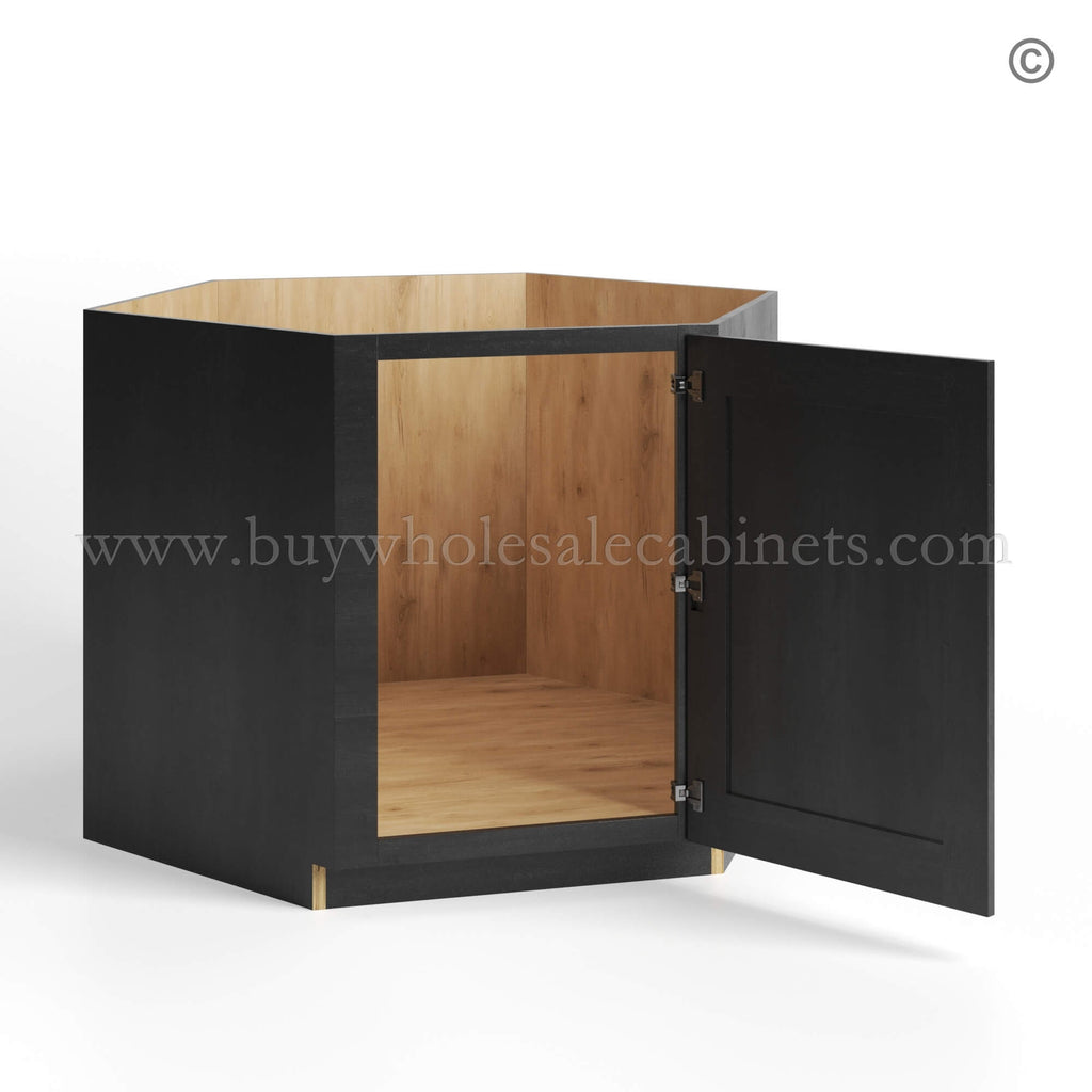 Charcoal Black Shaker Corner Sink Base Cabinet