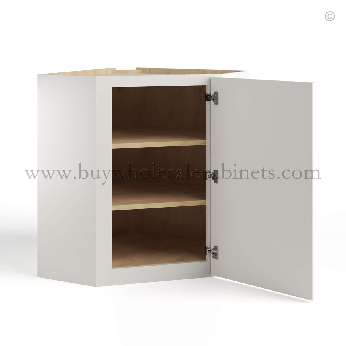 Dove White Slim Shaker Diagonal Corner Wall Cabinet