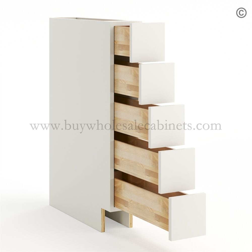 Frameless Pearl White Base Spice Drawer – 5 Spice Drawer