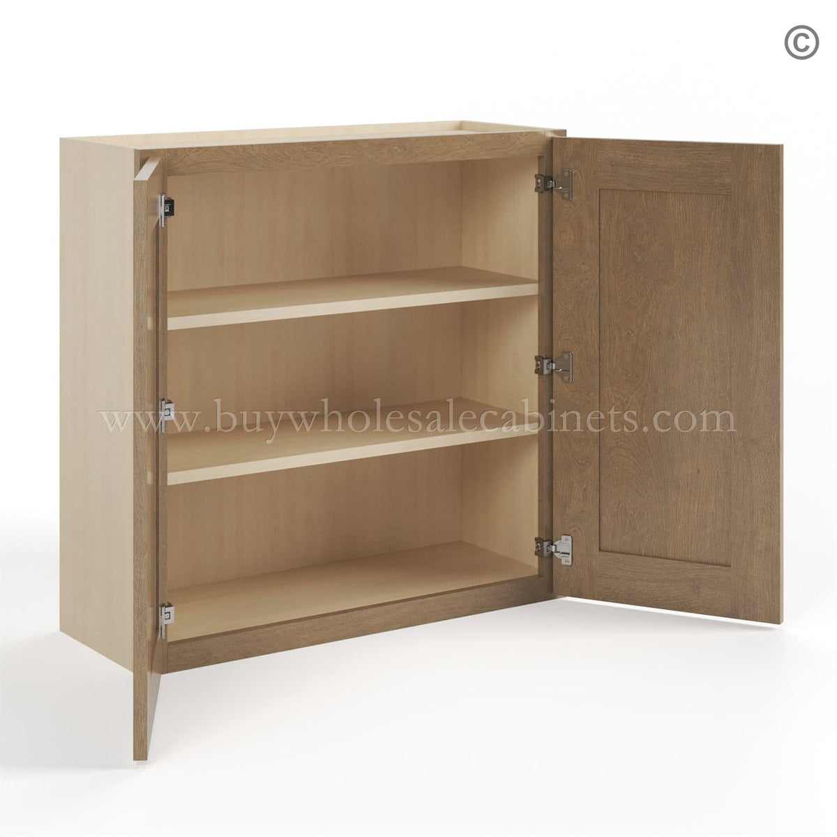Rustic Wood Shaker 30″ H Double Door Wall Cabinet