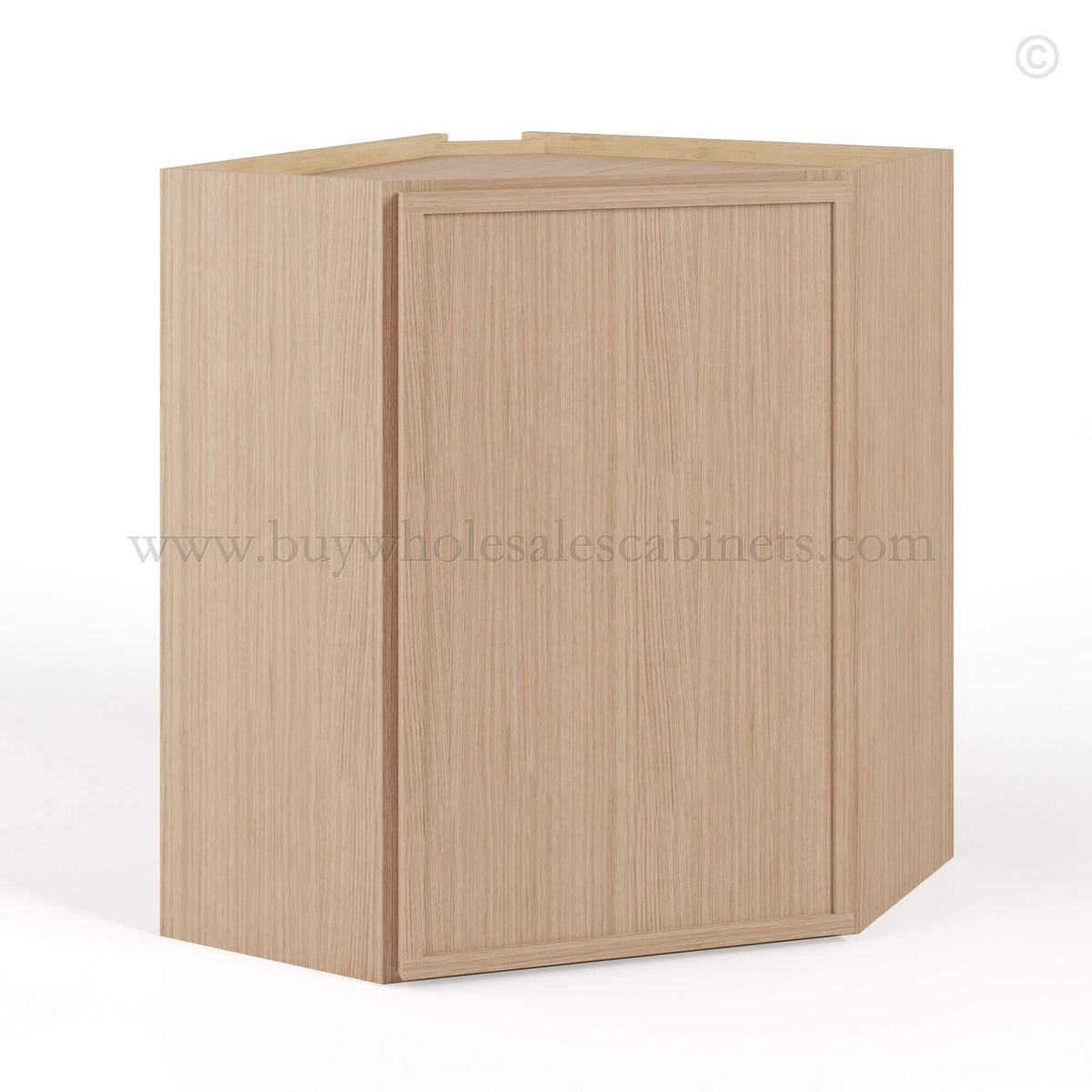 Slim Oak Shaker Diagonal Corner Wall Cabinet