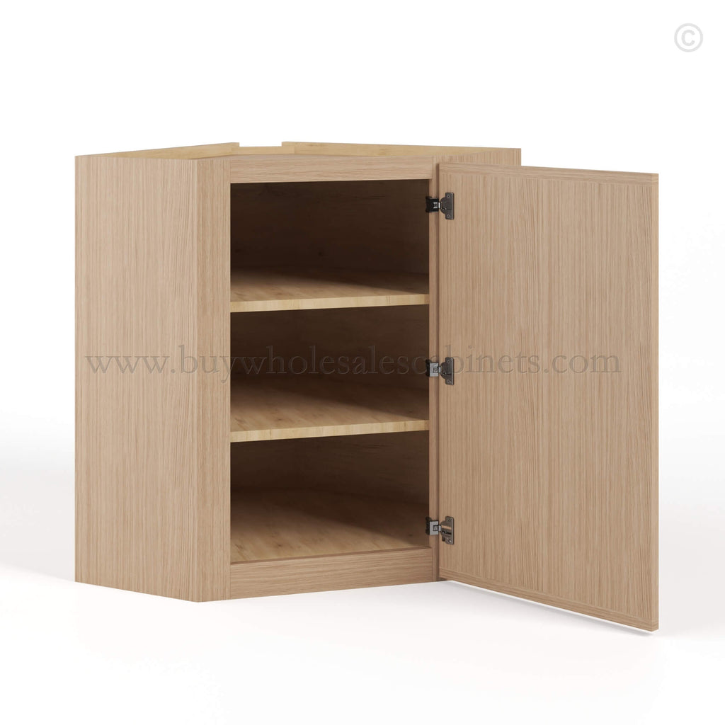 Slim Oak Shaker Diagonal Corner Wall Cabinet