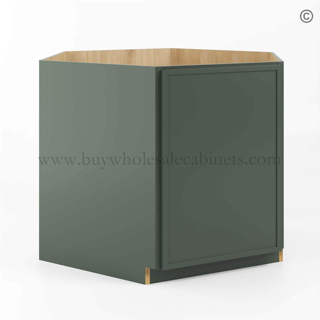 Slim Shaker Green Corner Sink Base Cabinet